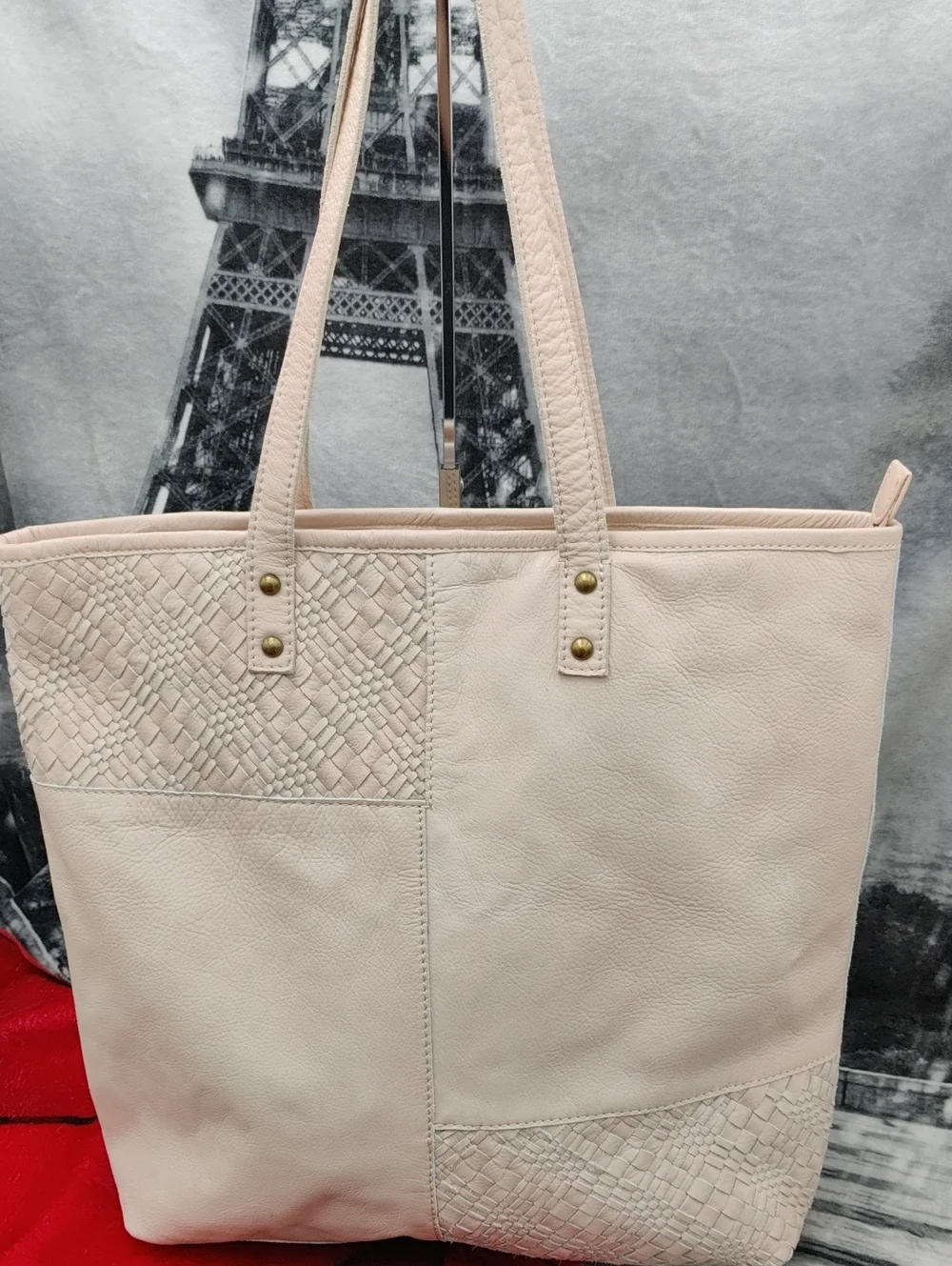 Large Leather Tote Cream